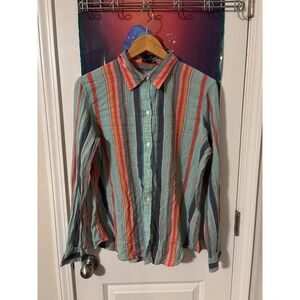 LRL Ralph Lauren Jeans Co Striped Button Down Shirt Womens aztec